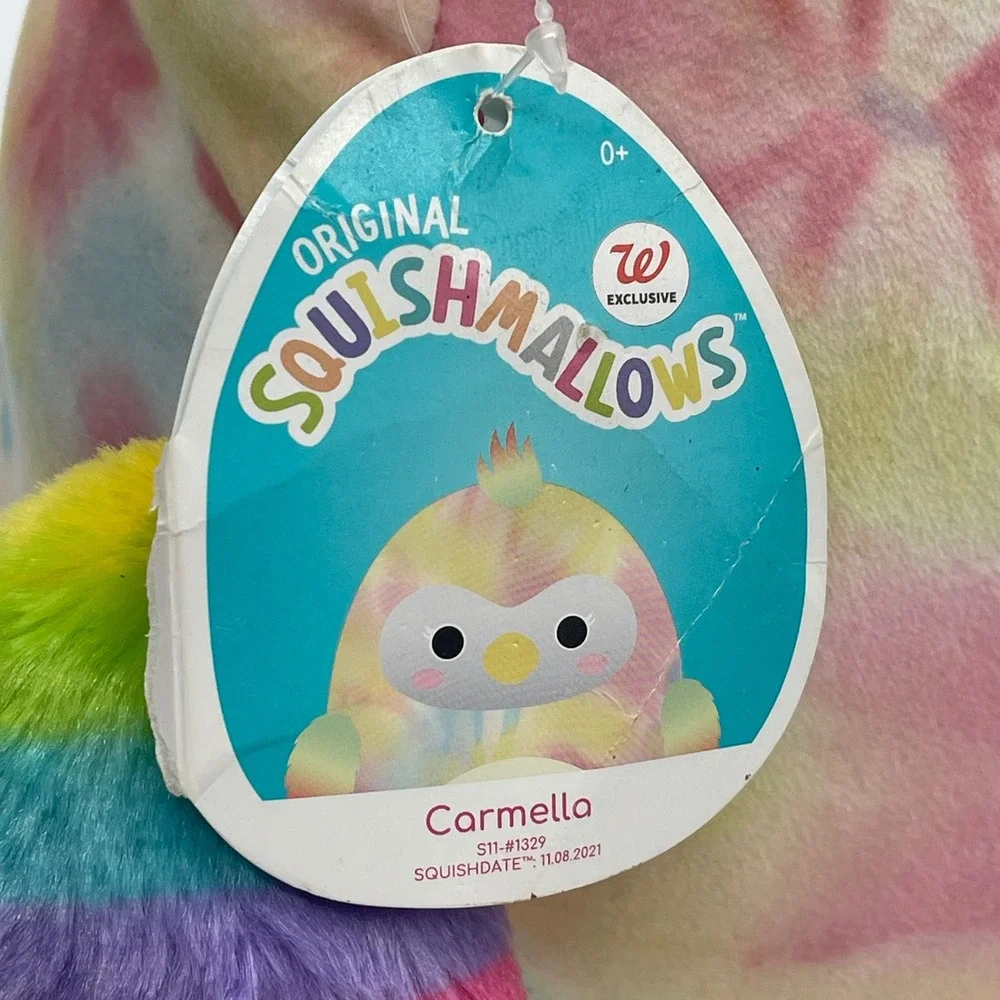 NWT Squishmallows S11-1329 11 Inch Multicolor Toucan Carmella Tie Dye Plush